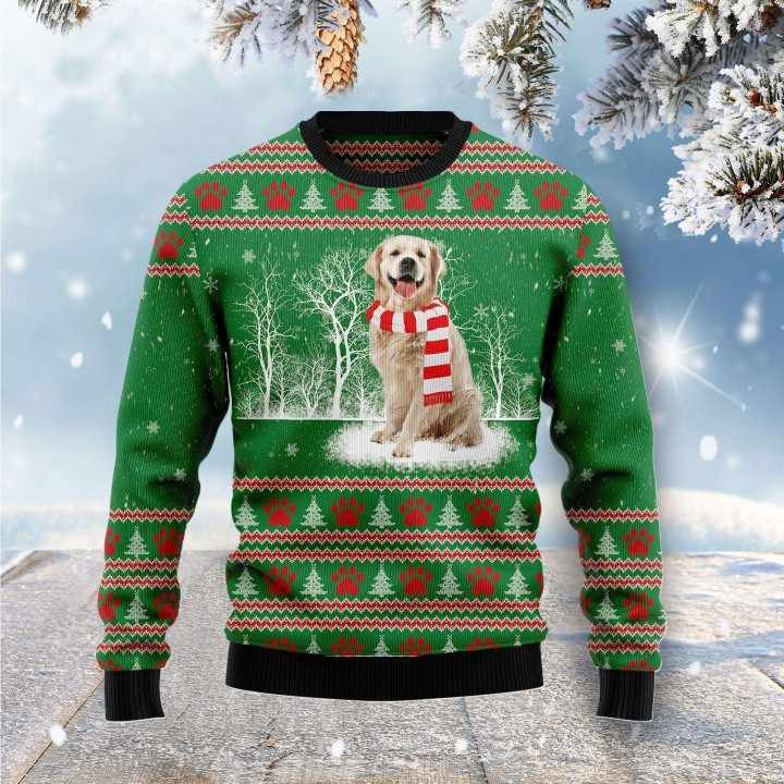 Golden Retriever Winter Tree Ugly Christmas Sweater 3D Printed Best Gift For Xmas Adult | US5288