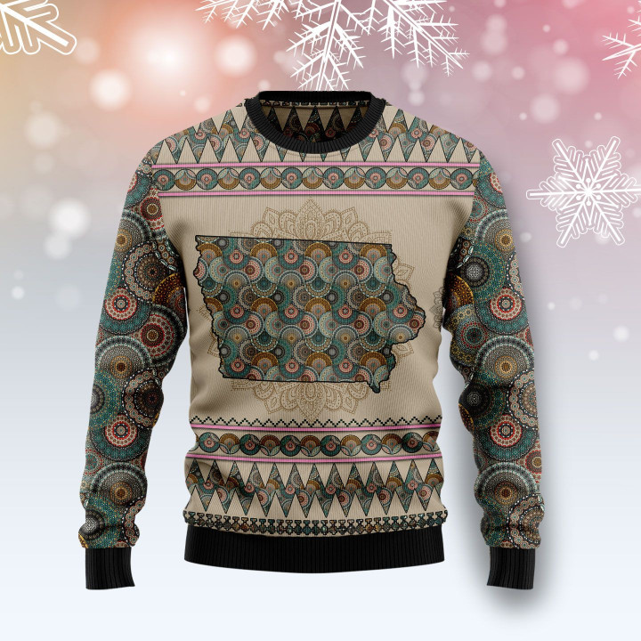 IOWA Mandala Ugly Christmas Sweater 3D Printed Best Gift For Xmas Adult | US4484
