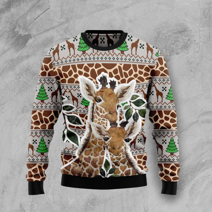Giraffe Family Ugly Christmas Sweater 3D Printed Best Gift For Xmas Adult | US4920