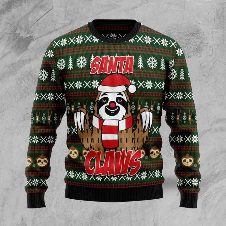 Sloth Santa Claws Ugly Christmas Sweater 3D Printed Best Gift For Xmas Adult | US4426