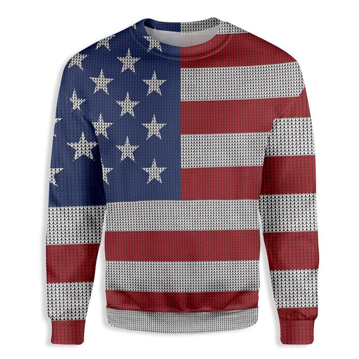 American Flag Ugly Christmas Sweater 3D Printed Best Gift For Xmas Adult | US3051
