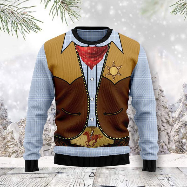 Cowboy Ugly Christmas Sweater 3D Printed Best Gift For Xmas Adult | US5573