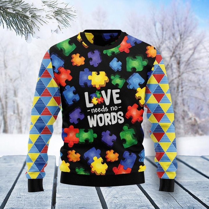 Autism Love Ugly Christmas Sweater 3D Printed Best Gift For Xmas Adult | US4748