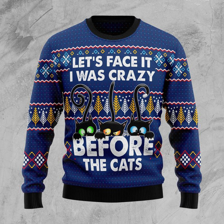 Crazy Cat Ugly Christmas Sweater 3D Printed Best Gift For Xmas Adult | US5663