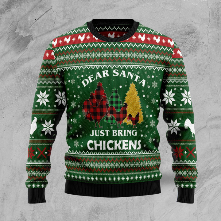 Dear Santa Just Bring Chickens Ugly Christmas Sweater 3D Printed Best Gift For Xmas Adult | US5732