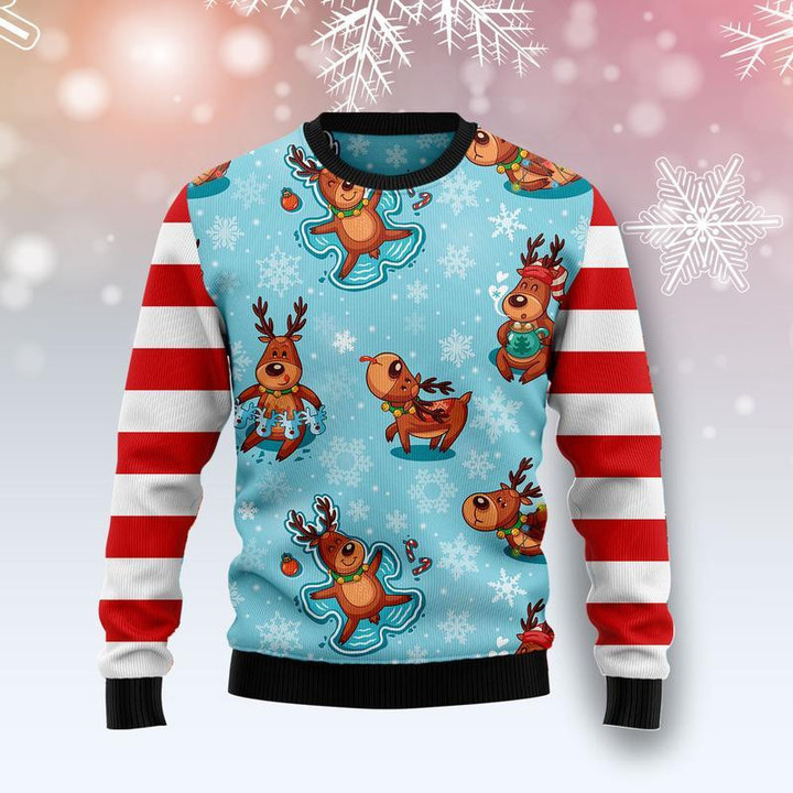 Reindeer Cute Ugly Christmas Sweater 3D Printed Best Gift For Xmas Adult | US5578