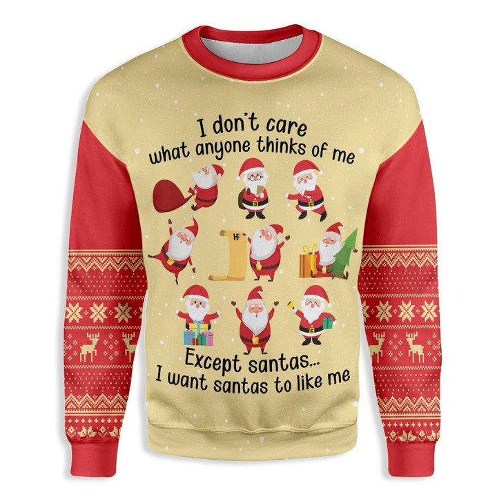 Christmas I Dont Care What Anyone Thinks Of Me Except Santas Ugly Christmas Sweater 3D Printed Best Gift For Xmas Adult | US5457