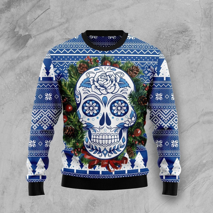 Awesome Sugar Skull Ugly Christmas Sweater 3D Printed Best Gift For Xmas Adult | US5283