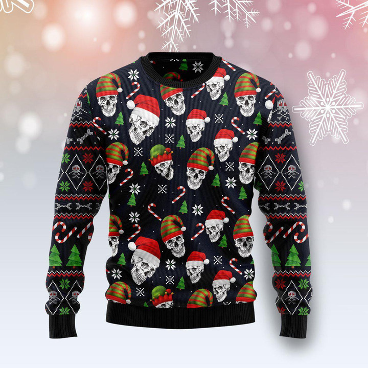 Skull Face Christmas Sweater 3D Printed Best Gift For Xmas Adult | US5601