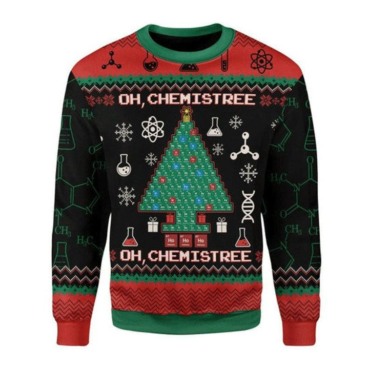 Oh Chemis Tree Science Lover Ugly Christmas Sweater 3D Printed Best Gift For Xmas Adult | US6277