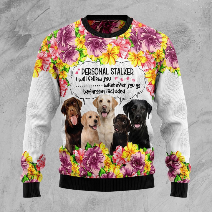 Labrador Retriever Personal Stalker Ugly Christmas Sweater 3D Printed Best Gift For Xmas Adult | US4540