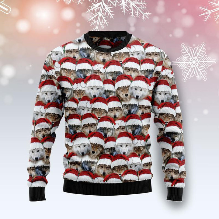 Santa Wolf Ugly Christmas Sweater 3D Printed Best Gift For Xmas Adult | US5672