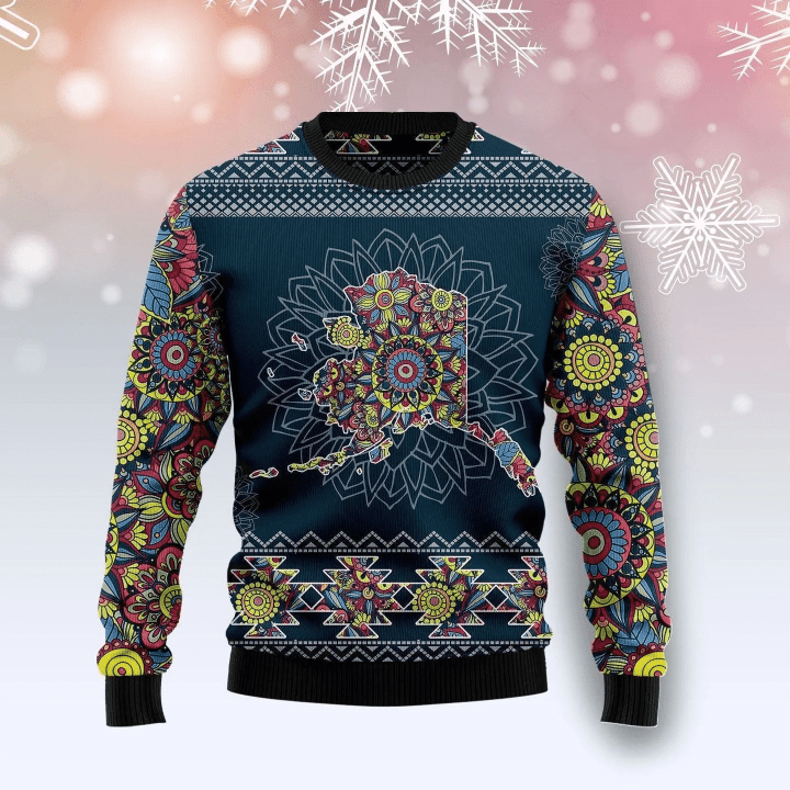 Alaska Blue Mandala Ugly Christmas Sweater 3D Printed Best Gift For Xmas Adult | US5250