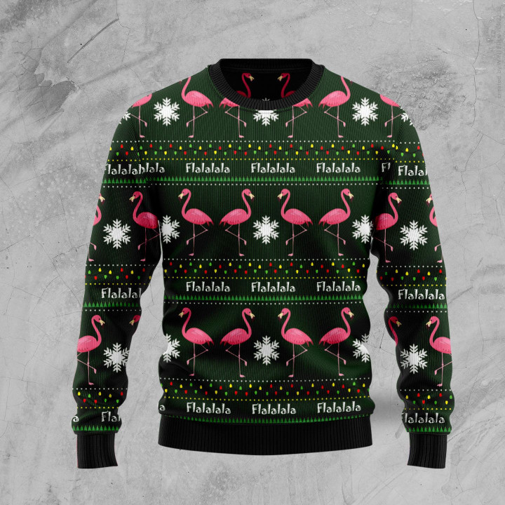 Flamingo Flalala Ugly Christmas Sweater 3D Printed Best Gift For Xmas Adult | US4977