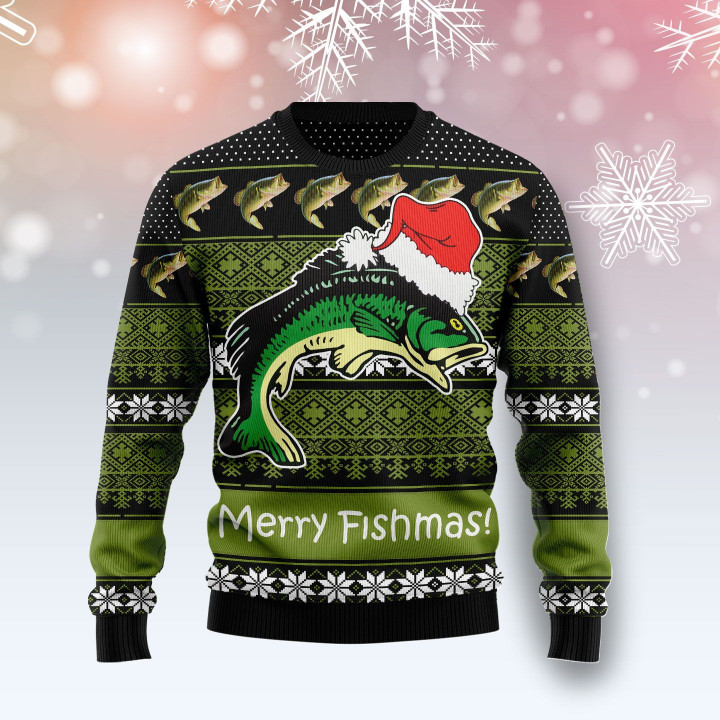Fishing Merry Fishmas Ugly Christmas Sweater 3D Printed Best Gift For Xmas Adult | US4985
