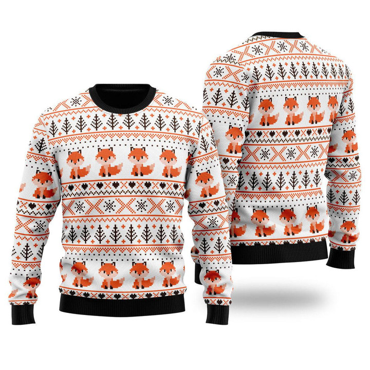 Orange Fox Xmas Pattern Ugly Christmas Sweater 3D Printed Best Gift For Xmas UH2088
