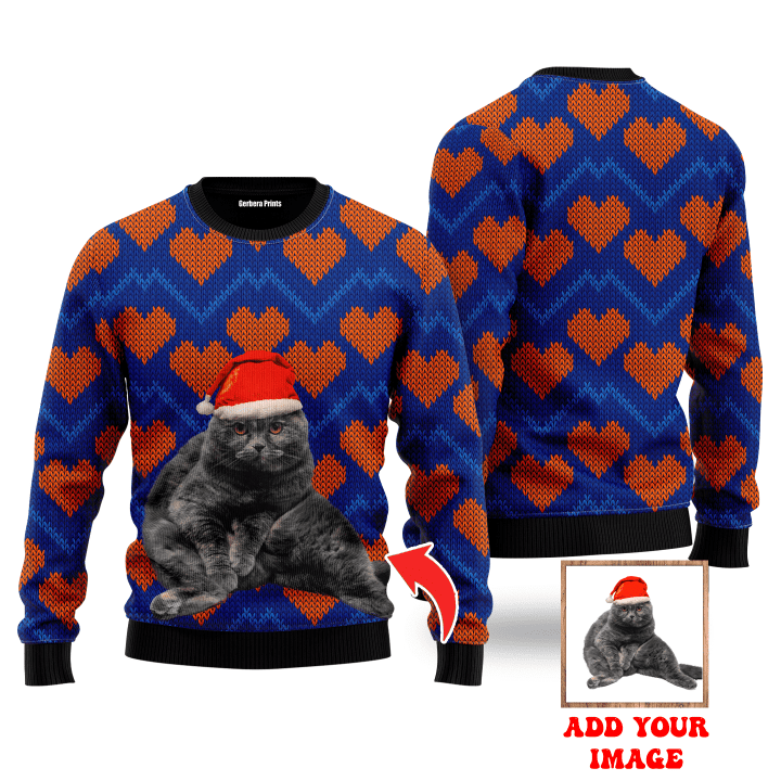 Custom Love Cat On Christmas Heart Custom Christmas Sweaters 3D Printed Best Gift For Xmas UP1030