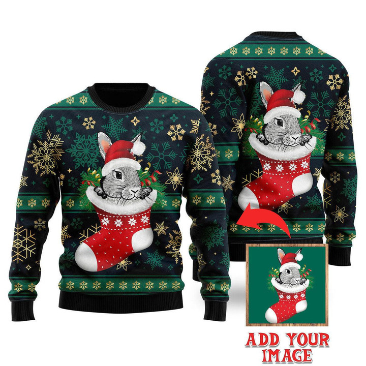 Custom Photo On Green Snow Custom Christmas Sweaters 3D Printed Best Gift For Xmas UP1014