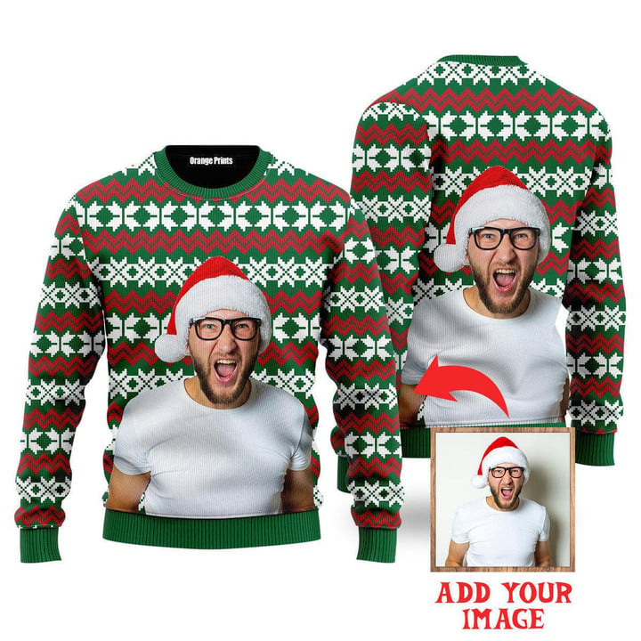 Custom Funny Photo On Old Knit Style Custom Christmas Sweaters 3D Printed Best Gift For Xmas UP1003