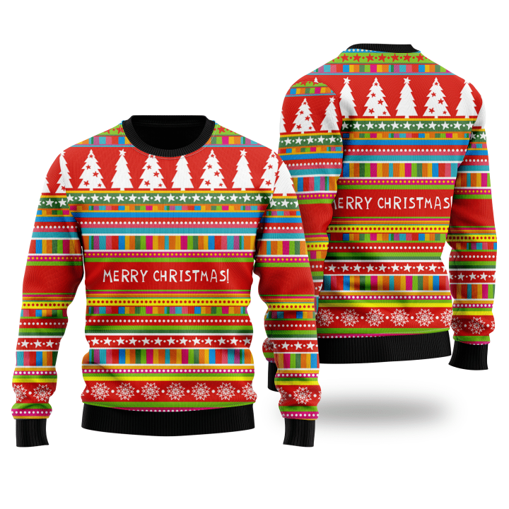 Classic Rainbow Pattern Ugly Christmas Sweater 3D Printed Best Gift For Xmas UH2139