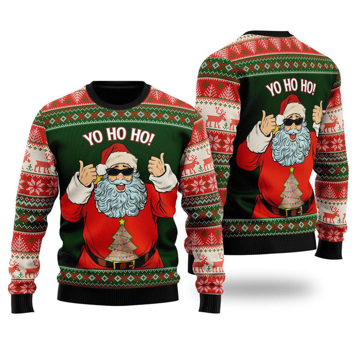 Yo Ho Ho Santa Sunglasses Funny Ugly Christmas Sweater 3D Printed Best Gift For Xmas UH1314