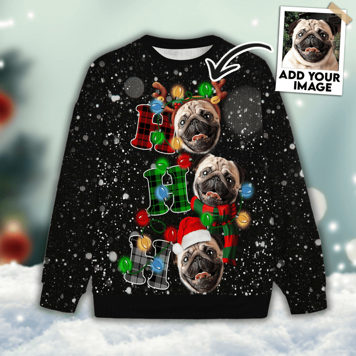 Ugly Sweater All Over Print Custom Ho Ho Ho Christmas Light (Black Color)