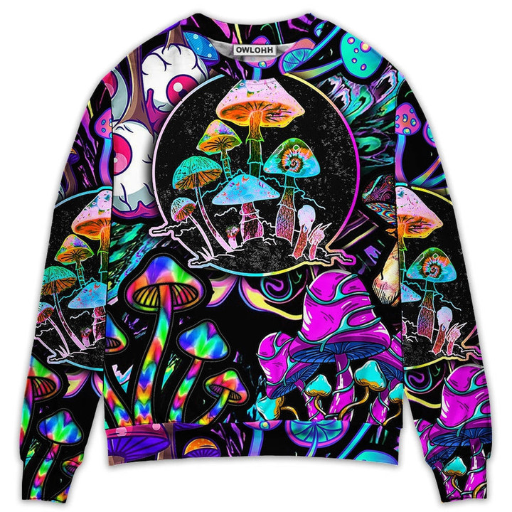 Hippie Mushroom Colorful Neon Light Cool Style - Sweater - Ugly Christmas Sweaters