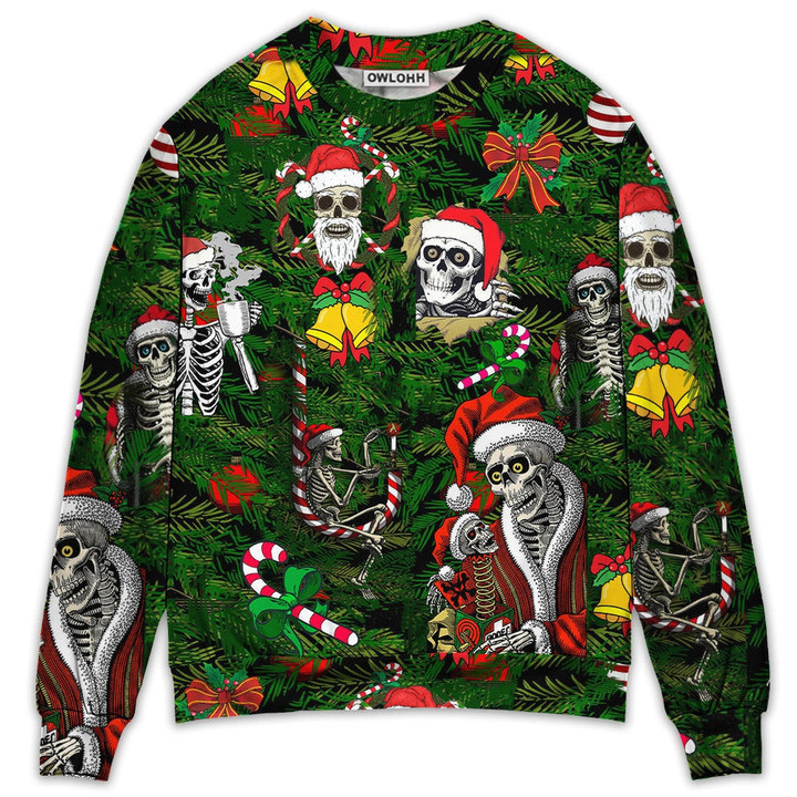 Skull Merry Xmas Happy Christmas - Sweater - Ugly Christmas Sweaters