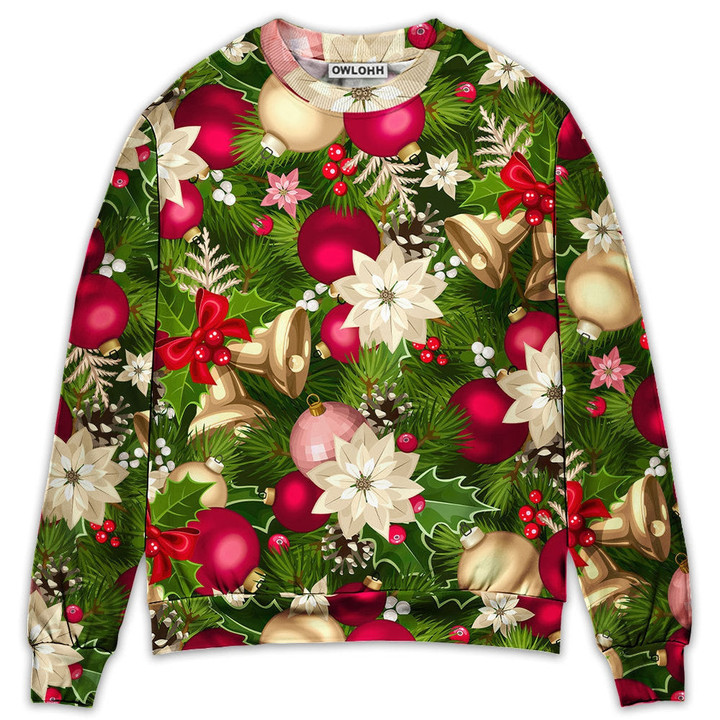 Christmas Fir-Tree And Poinsettia Flowers - Sweater - Ugly Christmas Sweaters