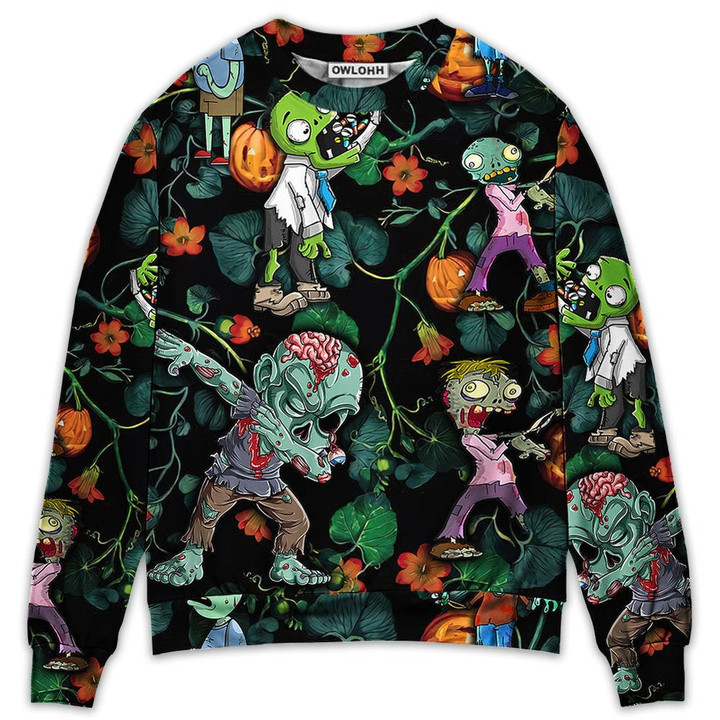 Halloween Zombie Tropical Pumpkin Scary - Sweater - Ugly Christmas Sweaters