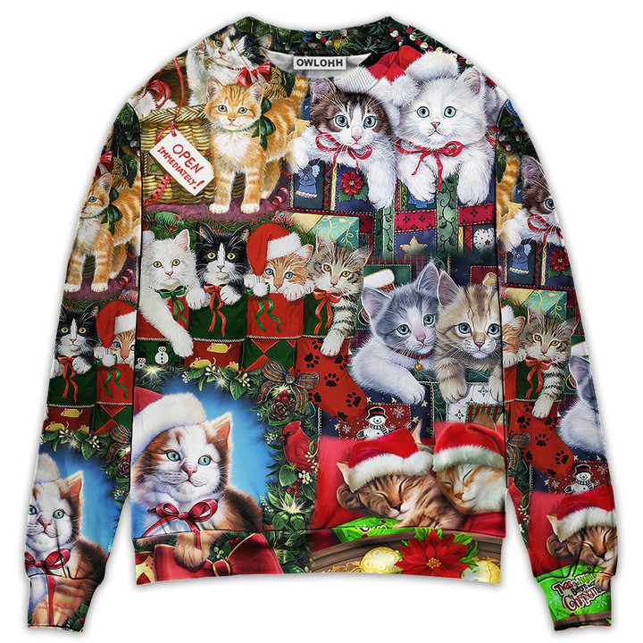Cat Christmas Tree Merry Xmas - Sweater - Ugly Christmas Sweaters