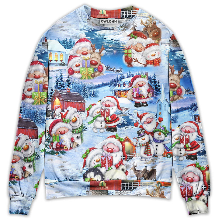 Santa And Snowman Christmas Holiday - Sweater - Ugly Christmas Sweaters