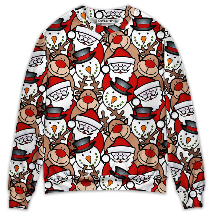 Christmas Cutie Santa And Reindeer Funny Style - Sweater - Ugly Christmas Sweaters