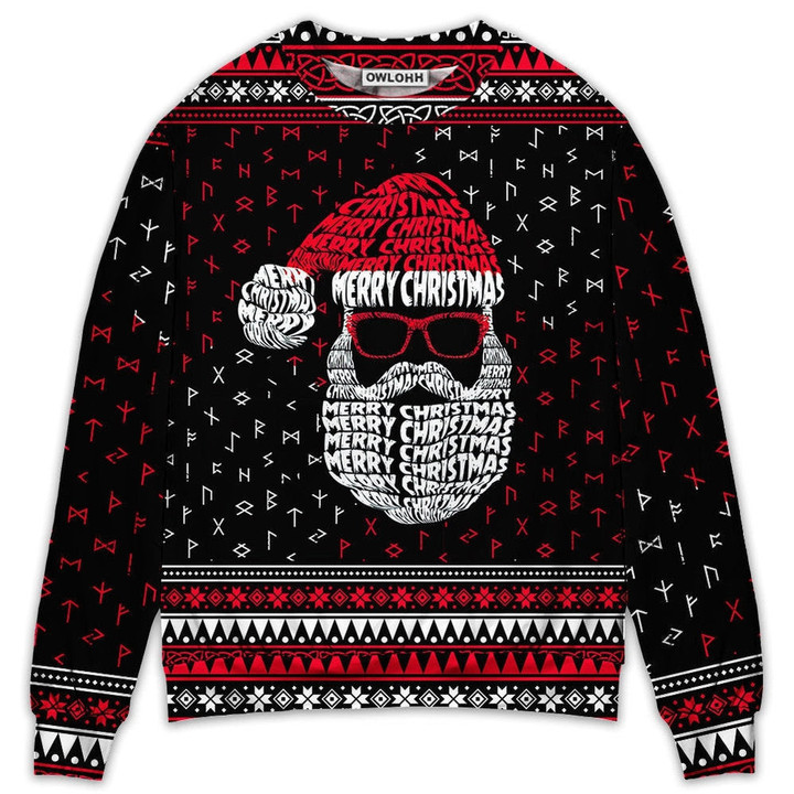 Christmas Santa Claus Retro Viking Pattern - Sweater - Ugly Christmas Sweaters