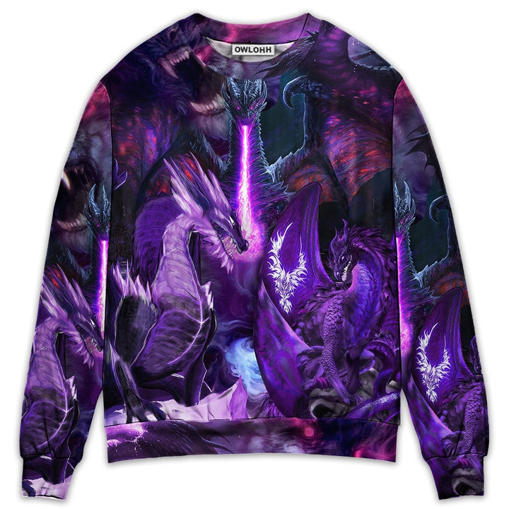 Dragon Dark Purple Lightning Art Style - Sweater - Ugly Christmas Sweaters