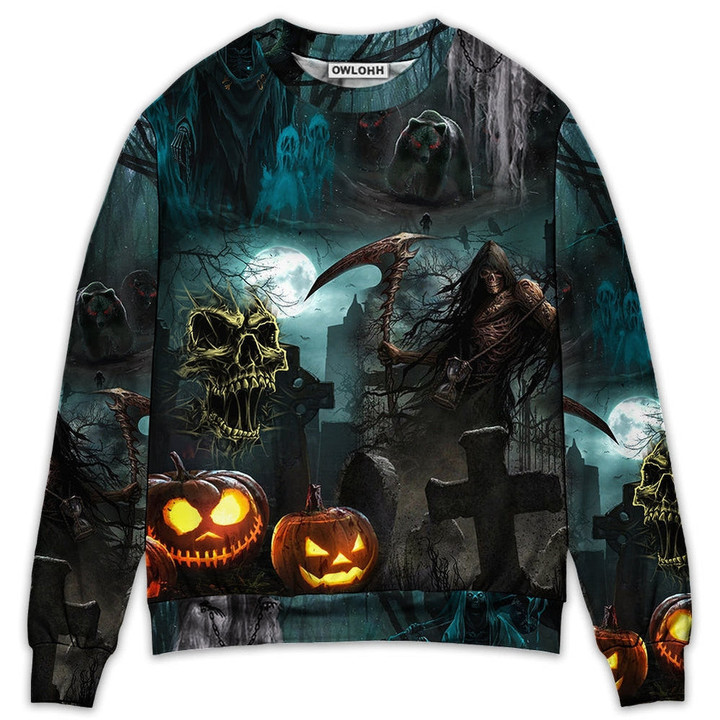 Halloween Ghost In The Dark Pumpkin Scary - Sweater - Ugly Christmas Sweaters