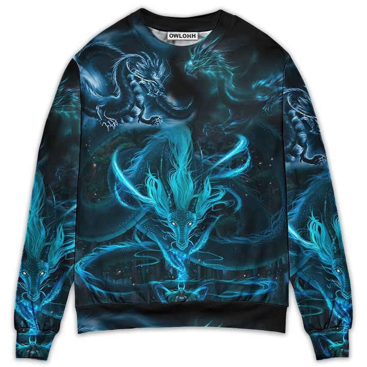 Dragon Blue Lighting And The Witch - Sweater - Ugly Christmas Sweaters