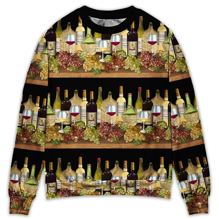 Wine Tasking Border Stripe - Sweater - Ugly Christmas Sweaters