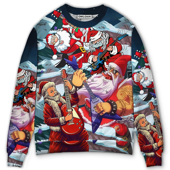 Christmas Santa With Electric Guitar - Sweater - Ugly Christmas Sweaters