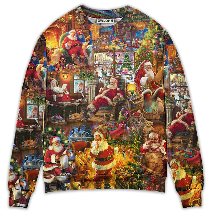 Santa Christmas Happy Holiday Season Of Joy - Sweater - Ugly Christmas Sweaters