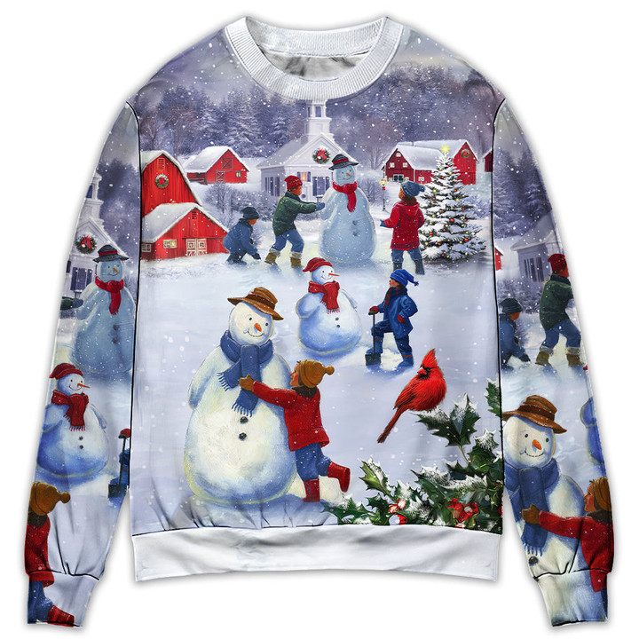Christmas Children Love Snowman In The Christmas Town - Sweater - Ugly Christmas Sweaters
