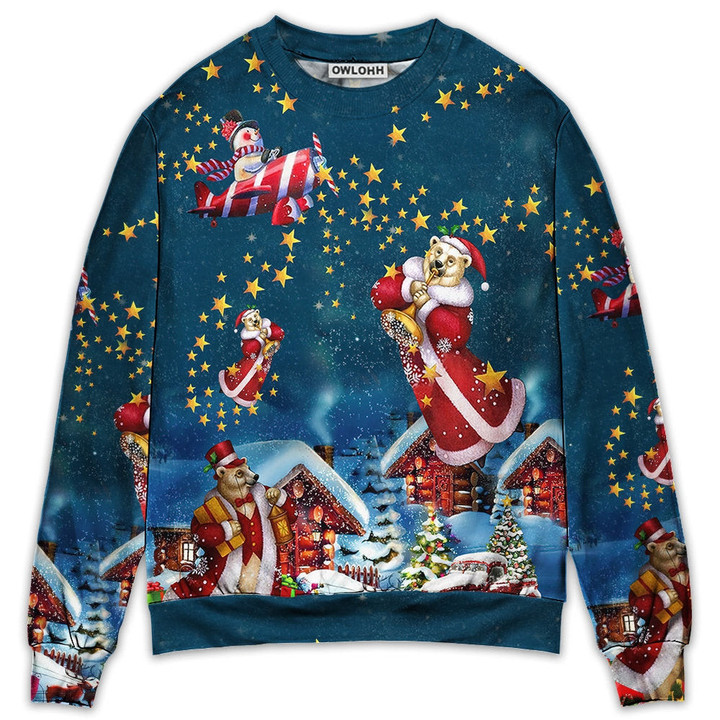 Christmas Bear Santa Happy - Sweater - Ugly Christmas Sweaters