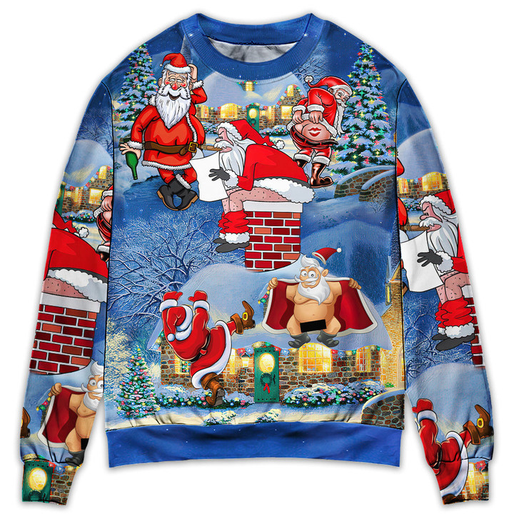 Christmas Rebellious Santa Claus Drunk Beer Troll Xmas Funny - Sweater - Ugly Christmas Sweaters