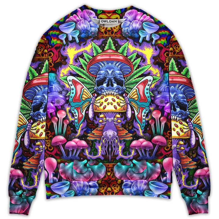 Hippie Mushroom And Skull Art - Sweater - Ugly Christmas Sweaters