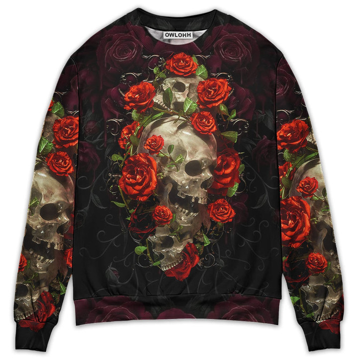 Skull And Roses Art - Sweater - Ugly Christmas Sweaters