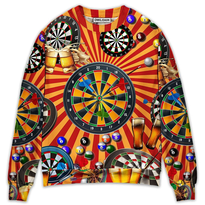 Dart Player Dart And Drink Beer - Sweater - Ugly Christmas Sweaters