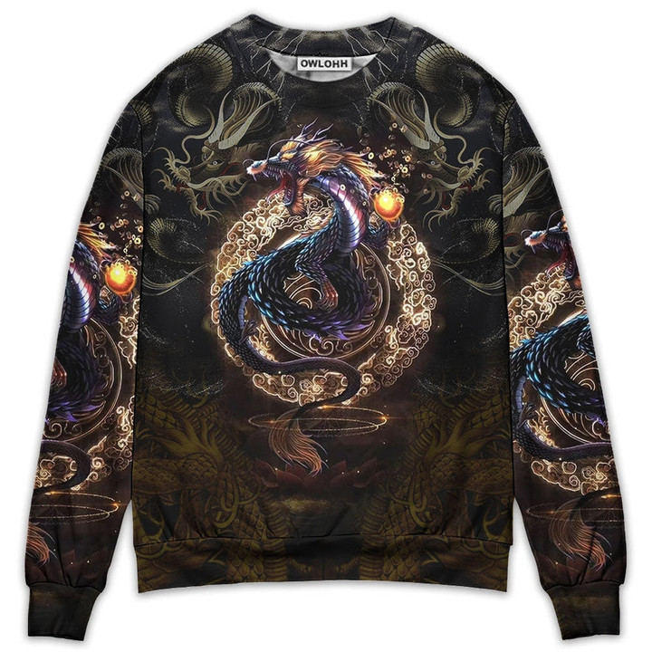 Dragon Golden Japanese Dragon - Sweater - Ugly Christmas Sweaters