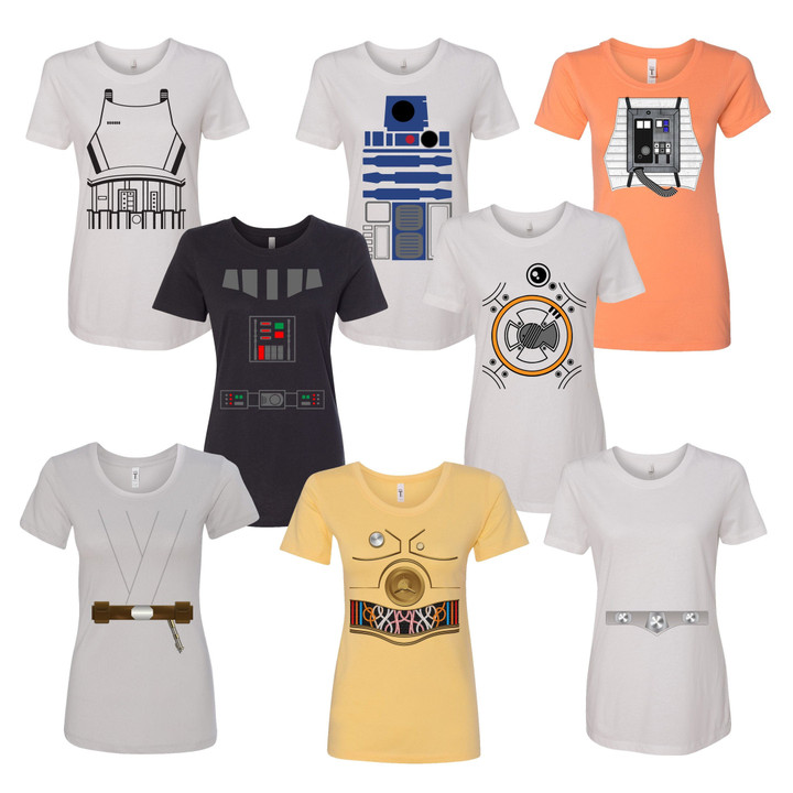 Star wars Inspired Costume Women Crew Form Fitted (Run Small) Costume T-shirt