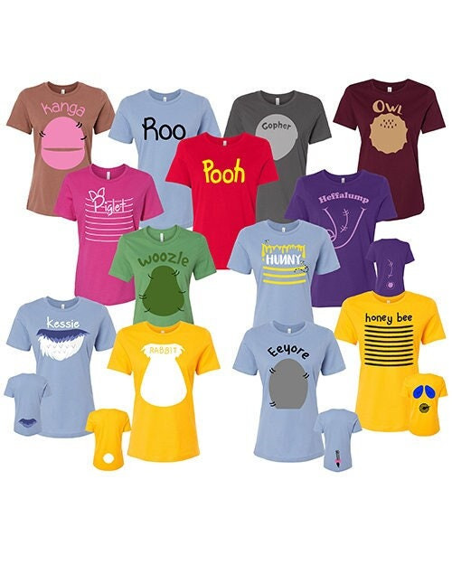 Pooh & Friends Inspired Women Relaxed Crew Tee - Halloween Cosplay Costumes For Cruises, Family Trip and Event Shirts