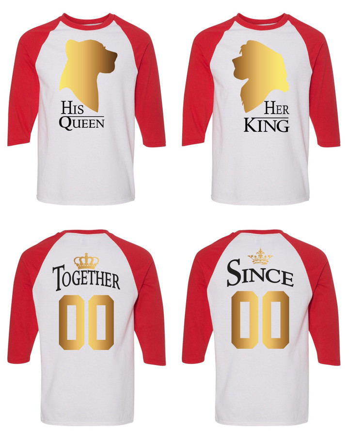 Her King His Queen Lion King Inspired Matching Couple Straight Fit Unisex Raglan Tee l His and Hers